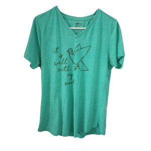 Ladies Grace and Truth V Neck Teal T-Shirt "IT IS WELL WITH MY SOUL" Large
